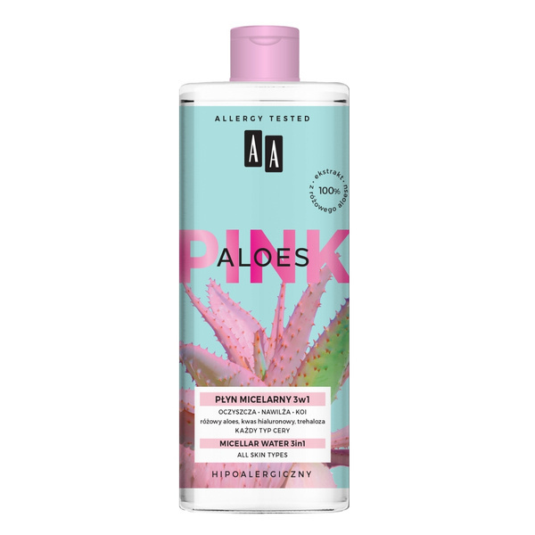 AA Pink Oczyszczający Płyn Micelarny 3w1 Do Każdego Typu Cery Aloes 400ml